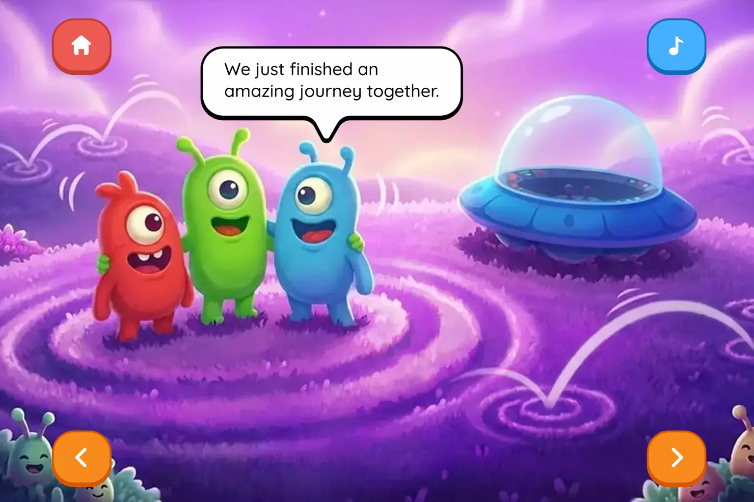 Laffari animated bedtime story: three friendly aliens in a spaceship